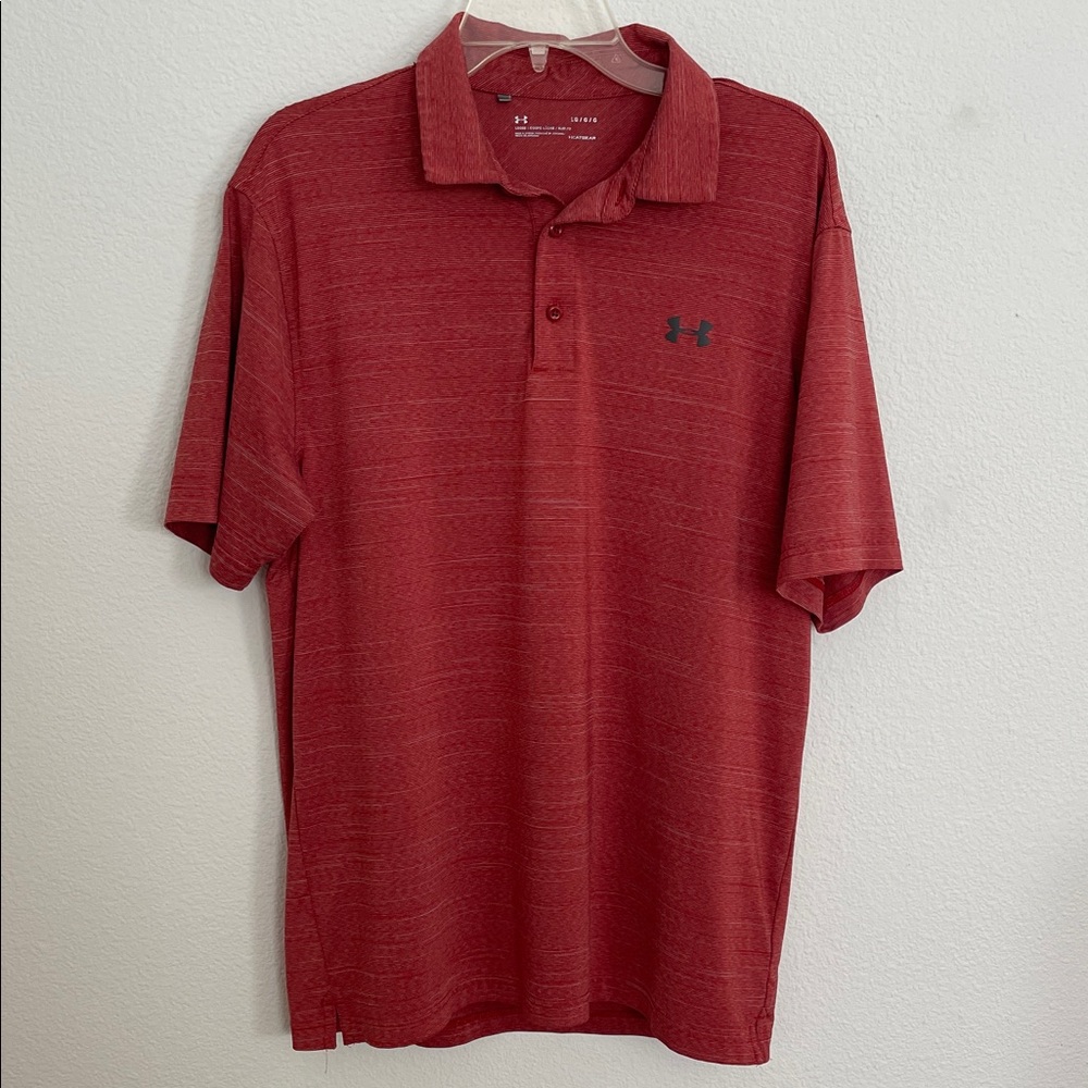 Under Armour Men's L Heathered Red Polo Shirt Short Sleeve - Picture 8 of 11